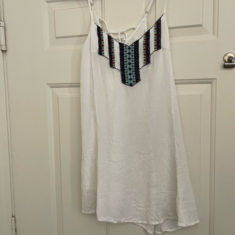 Legaci tunic/Camisole in White with Black and turquoise